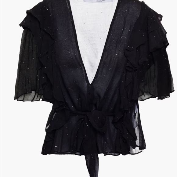NWT IRO Lonila Ruffled Glittered Chiffon Top Size 40 Retail $670 - Picture 3 of 10